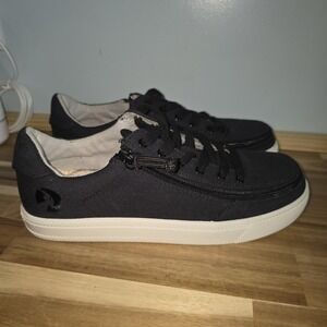 BILLY Footwear WOMEN'S Classic Low Lace-Up Zip-On Shoe- Black/White,‎ US 7M